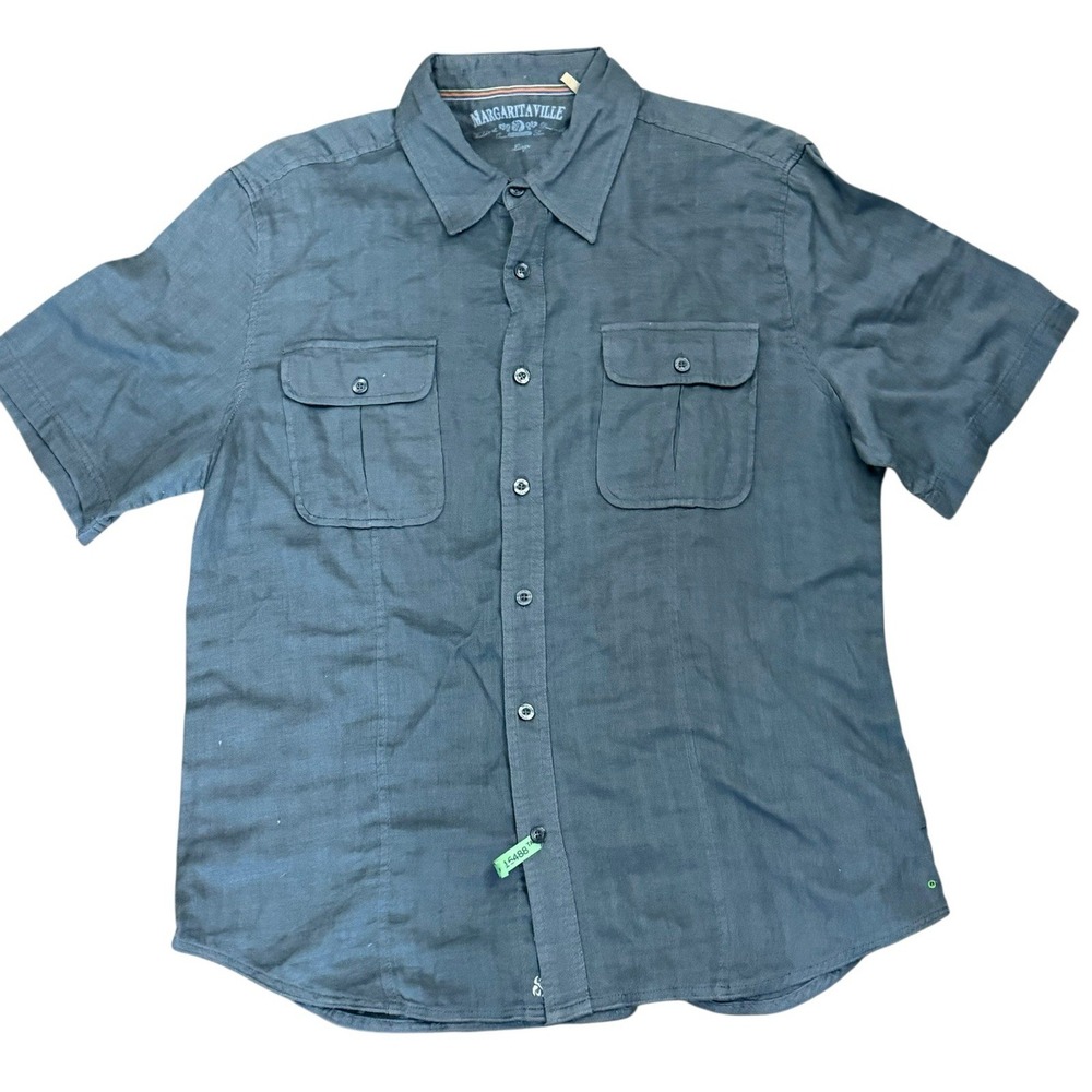 Margaritaville‎ Jimmy Buffet Gray Men's Button Down Shirt Vacation Cruise SZ L